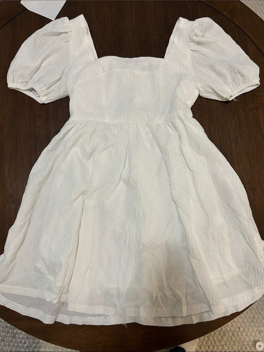 SHEIN White Square-Neck Puff Sleeve Mini Dress